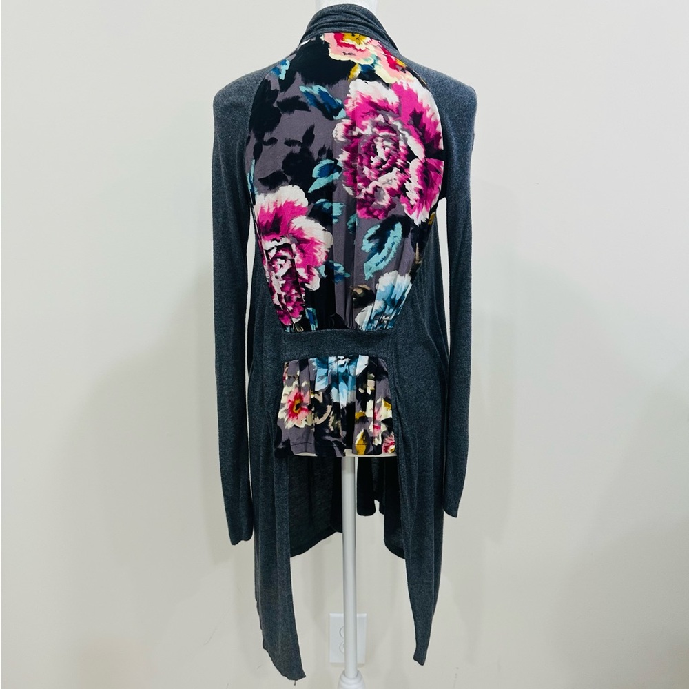 Ted Baker Dark Gray Cardigan with Pink Floral Back Panel